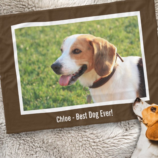 Personalised Beagle Dog Photo and Dog Name Fleece Blanket (Creator Uploaded)