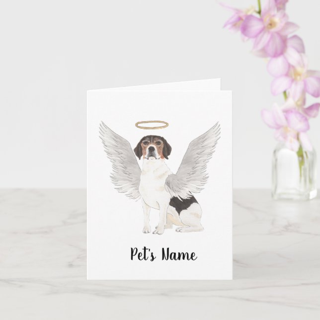 Personalised Beagle Sympathy Memorial Card (Orchid)