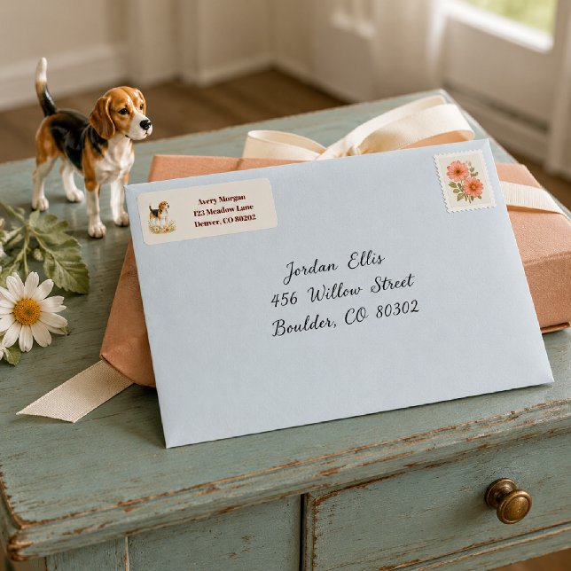 Personalised Beagle Wildflower  Return Address Label (Creator Uploaded)
