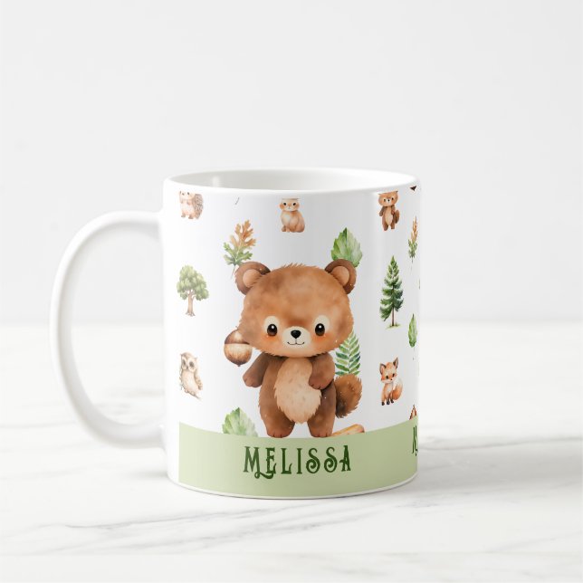 Personalised Bear Cute Animals Coffee Mug (Left)