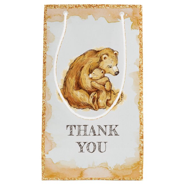 Personalised Bear Favour Happy Birthday Small Gift Bag (Front)