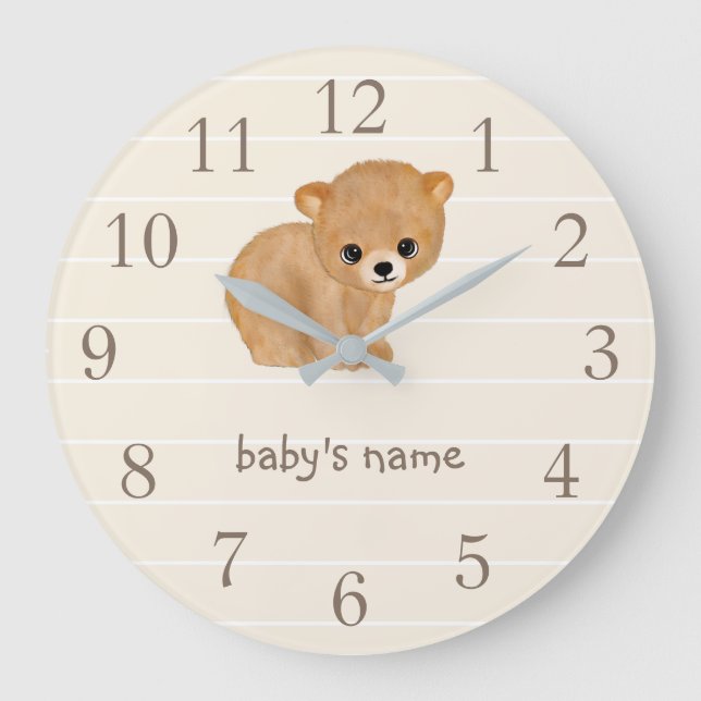 Personalised Bear Nursery Wall Clock (Front)