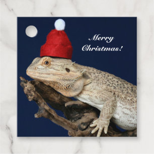Personalised Bearded Dragon Lizard - Santa Hat Favour Tags