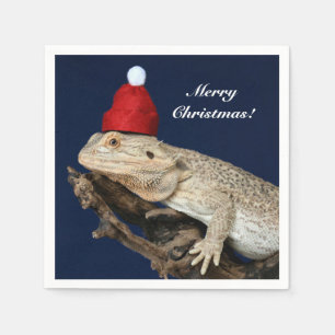 Personalised Bearded Dragon Lizard - Santa Hat Napkin