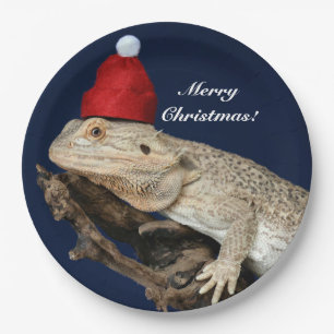 Personalised Bearded Dragon Lizard - Santa Hat Paper Plate