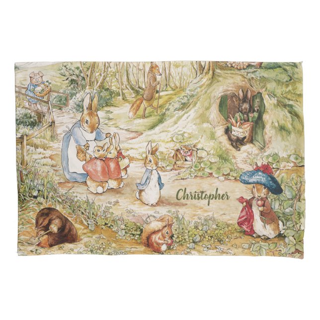 Personalised Beatrix Potter Friends Pillow Case (Front)