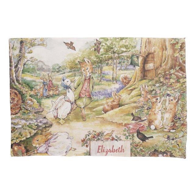Personalised Beatrix Potter Peter and Friends Pillowcase (Front)