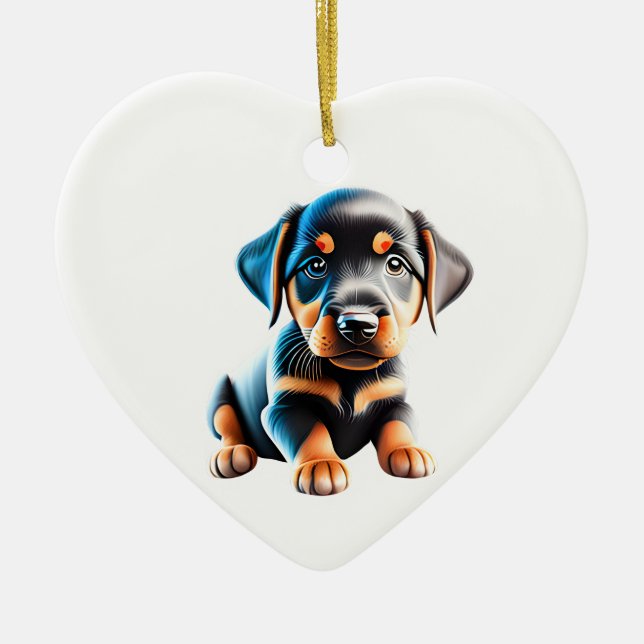 Personalised Beauceron Puppy Ceramic Ornament (Front)