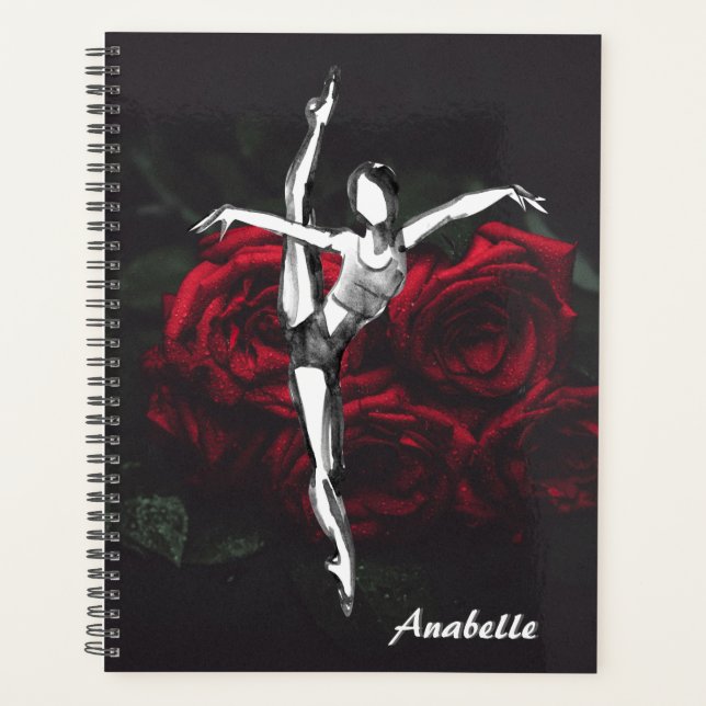 Personalised Beautiful Ballerina and Roses Ballet Planner (Front)