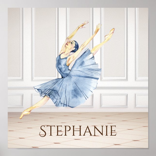 Personalised Beautiful Ballerina in Ballet Studio Poster (Front)