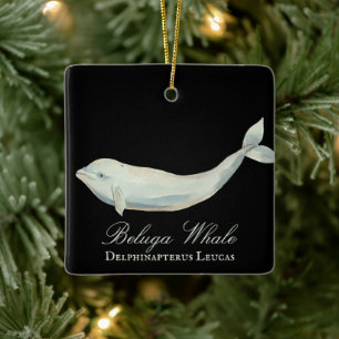 Personalised Beautiful Beluga Whale Christmas Ceramic Ornament