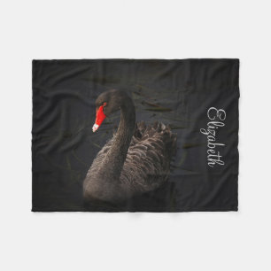 Personalised Beautiful Black Swan Fleece Blanket
