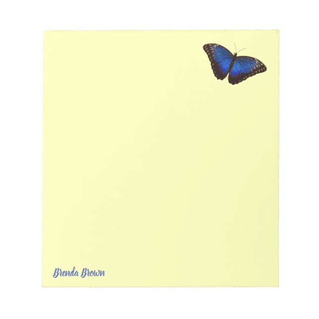 Personalised Beautiful Blue Morpho Butterfly Notepad (Front)