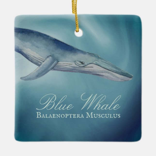 Personalised Beautiful Blue Whale Christmas Ceramic Ornament (Front)