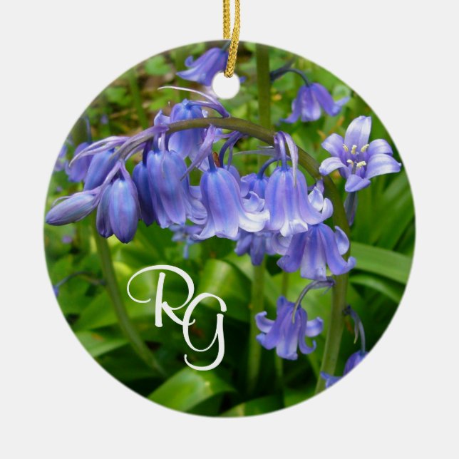 Personalised Beautiful Bluebell Ceramic Ornament (Front)