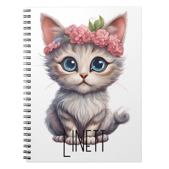 Personalised Beautiful Cat Spiral Notebook: Gracef Notebook (Front)