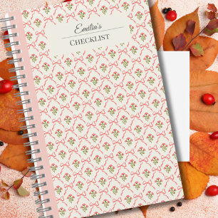 Personalised beautiful classic botanical pink notebook
