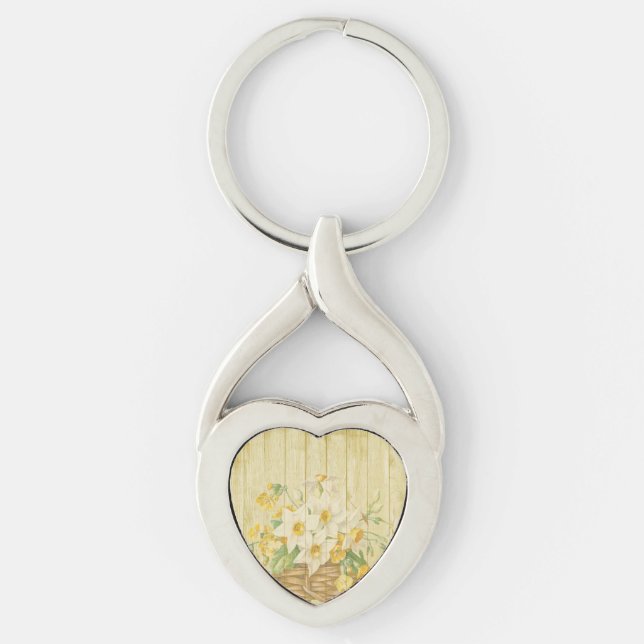 Personalised beautiful colourful daffodils key ring (Front)