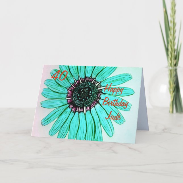 Personalised Beautiful Flower Happy Birthday Card (Front)