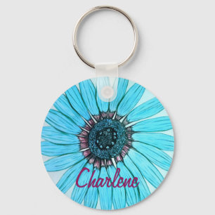 Personalised Beautiful Flower Key Ring