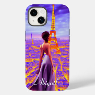 Personalised Beautiful Girl Eiffel Tower Paris Case-Mate iPhone 14 Case