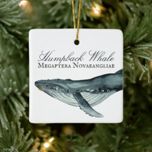 Personalised Beautiful Humpback Whale Christmas Ceramic Ornament