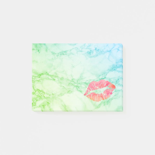 Personalised Beautiful Lips on marble Post-it Notes (Front)