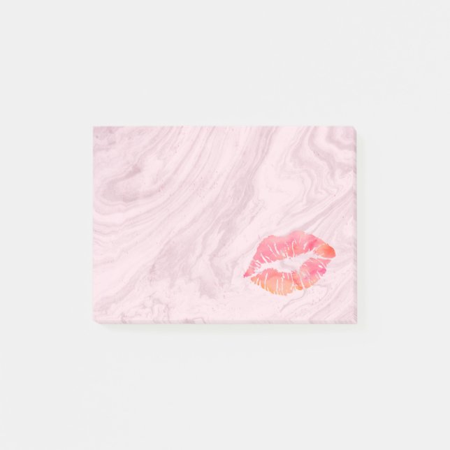 Personalised Beautiful Lips on marble Post-it Notes (Front)