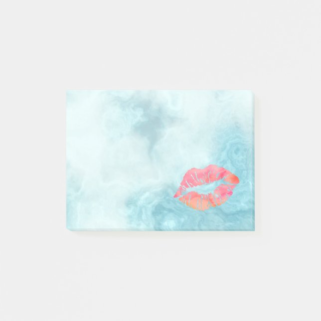 Personalised Beautiful Lips on marble Post-it Notes (Front)