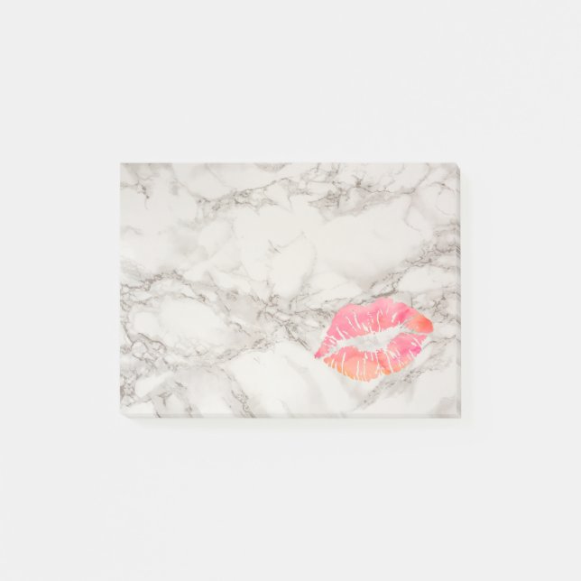 Personalised Beautiful Lips on marble Post-it Notes (Front)