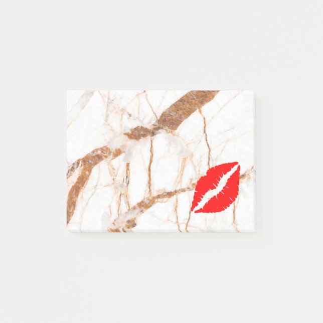 Personalised Beautiful Lips on marble Post-it Notes (Front)