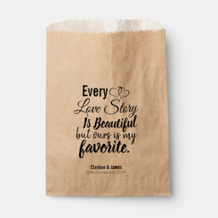 Personalised Beautiful Love Story Wedding Treat Favour Bag