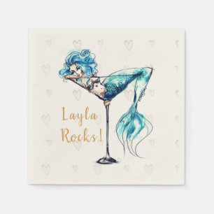Personalised Beautiful Mermaid Martini Napkin