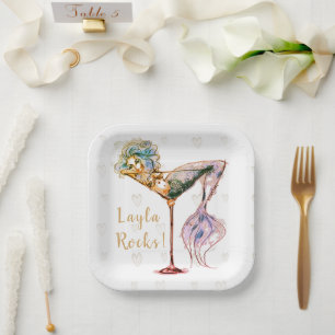 Personalised Beautiful Mermaid Martini Paper Plate