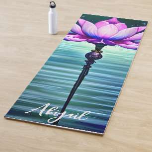 Personalised Beautiful Moonlit Pink Lotus Flower Yoga Mat