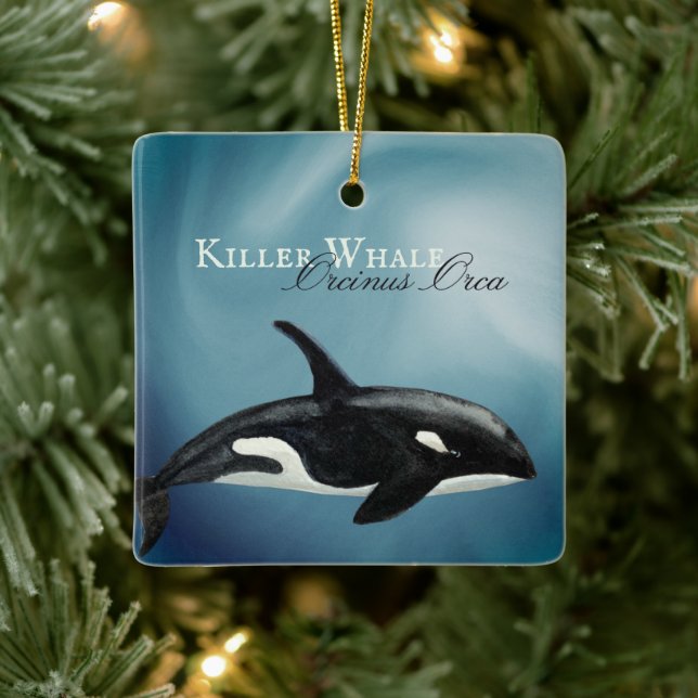 Personalised Beautiful Orca Killer Whale Christmas Ceramic Ornament (Tree)