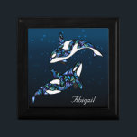 Personalised Beautiful Orca Whales Gift Box<br><div class="desc">Personalised Beautiful Orca Whales Compact Mirror with a starry background in shades of blue,  white and black.  This design is great for everyday use and makes a great wedding party gift for bridesmaids. ~</div>