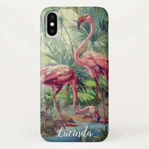 Personalised Beautiful Pink Flamingo Mural iPhone X Case