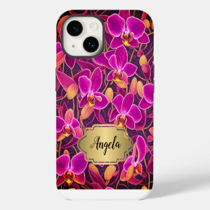 Personalised Beautiful Purple Pink Orchid Design iPhone 14 Case