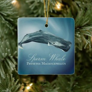 Personalised Beautiful Sperm Whale Christmas Ceramic Ornament
