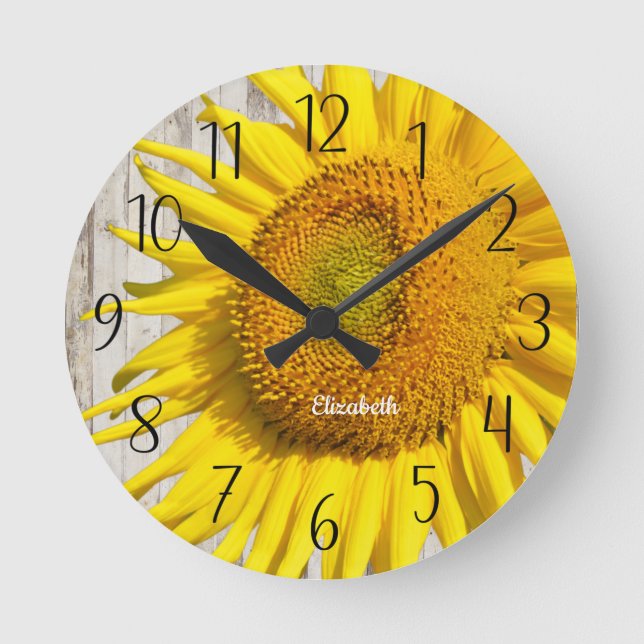 Personalised Beautiful Sunflower  Round Clock (Front)