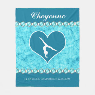 Personalised Beautiful Turquoise Gymnastics Fleece Blanket