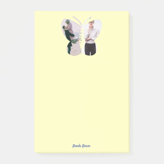 Personalised Beautiful Two Photo Butterfly Custom  Post-it Notes (Front)
