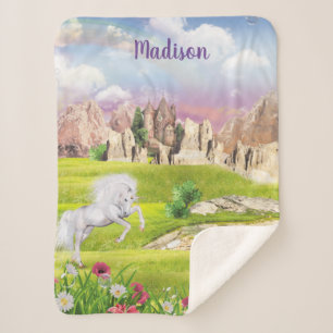 Personalised Beautiful Unicorn Sherpa Blanket