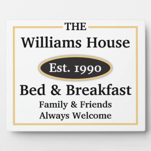 Personalised Bed & Breakfast Sign - White Plaque