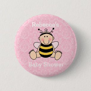 Personalised Bee Baby Shower Button
