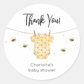 Personalised Bee Baby Shower Classic Round Sticker