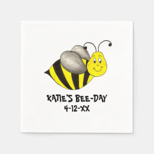 Personalised Bee Day Bees Bumblebee Birthday Party Napkin