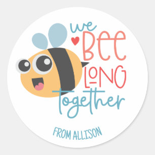 Personalised Bee Valentine Classic Round Sticker