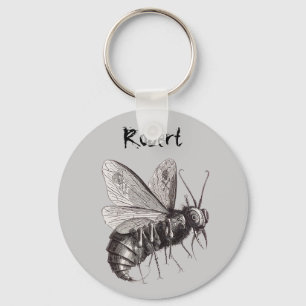 Personalised Bee With Skull Wings Keychain